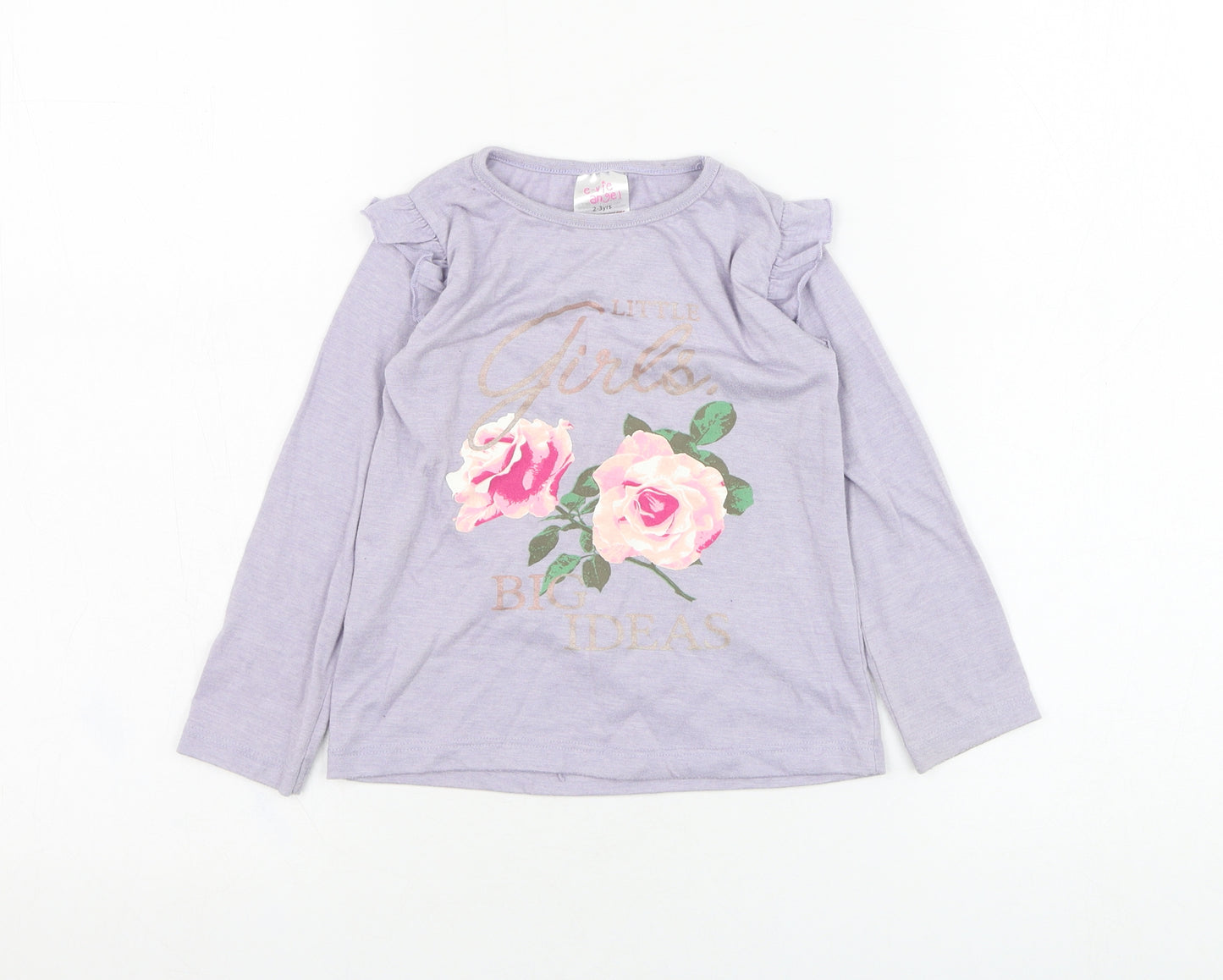 E-vie Girls Purple  Polyester Basic T-Shirt Size 2-3 Years Round Neck Pullover - Flower