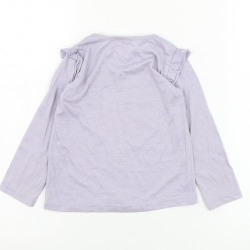 E-vie Girls Purple  Polyester Basic T-Shirt Size 2-3 Years Round Neck Pullover - Flower