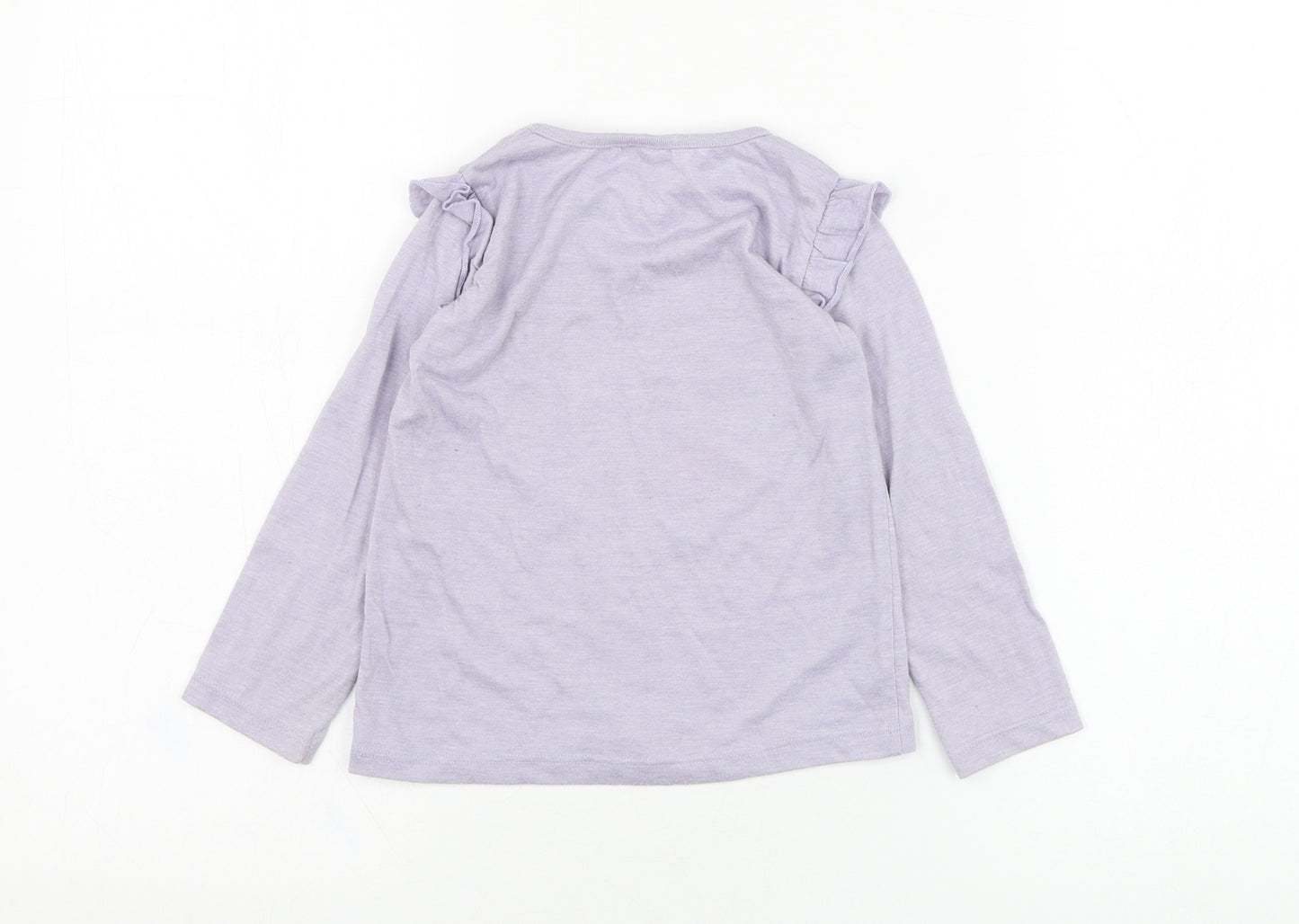 E-vie Girls Purple  Polyester Basic T-Shirt Size 2-3 Years Round Neck Pullover - Flower