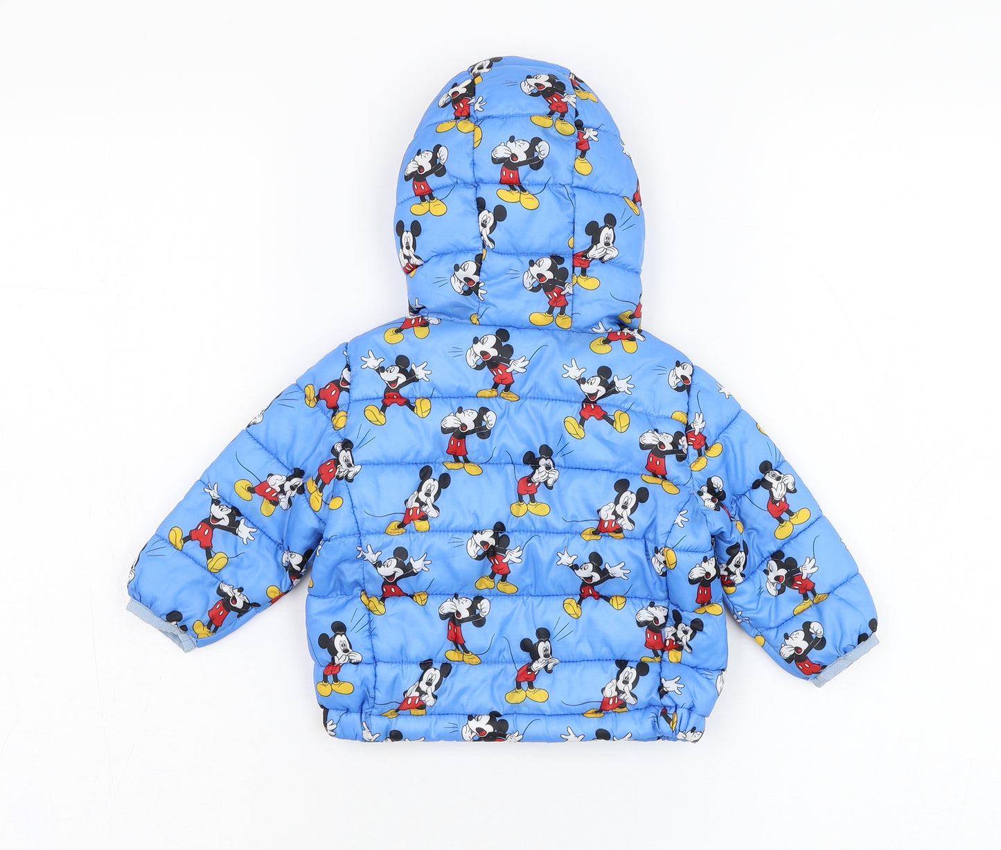 Primark Boys Blue   Puffer Jacket Coat Size 0-3 Months   Zip - Mickey Mouse