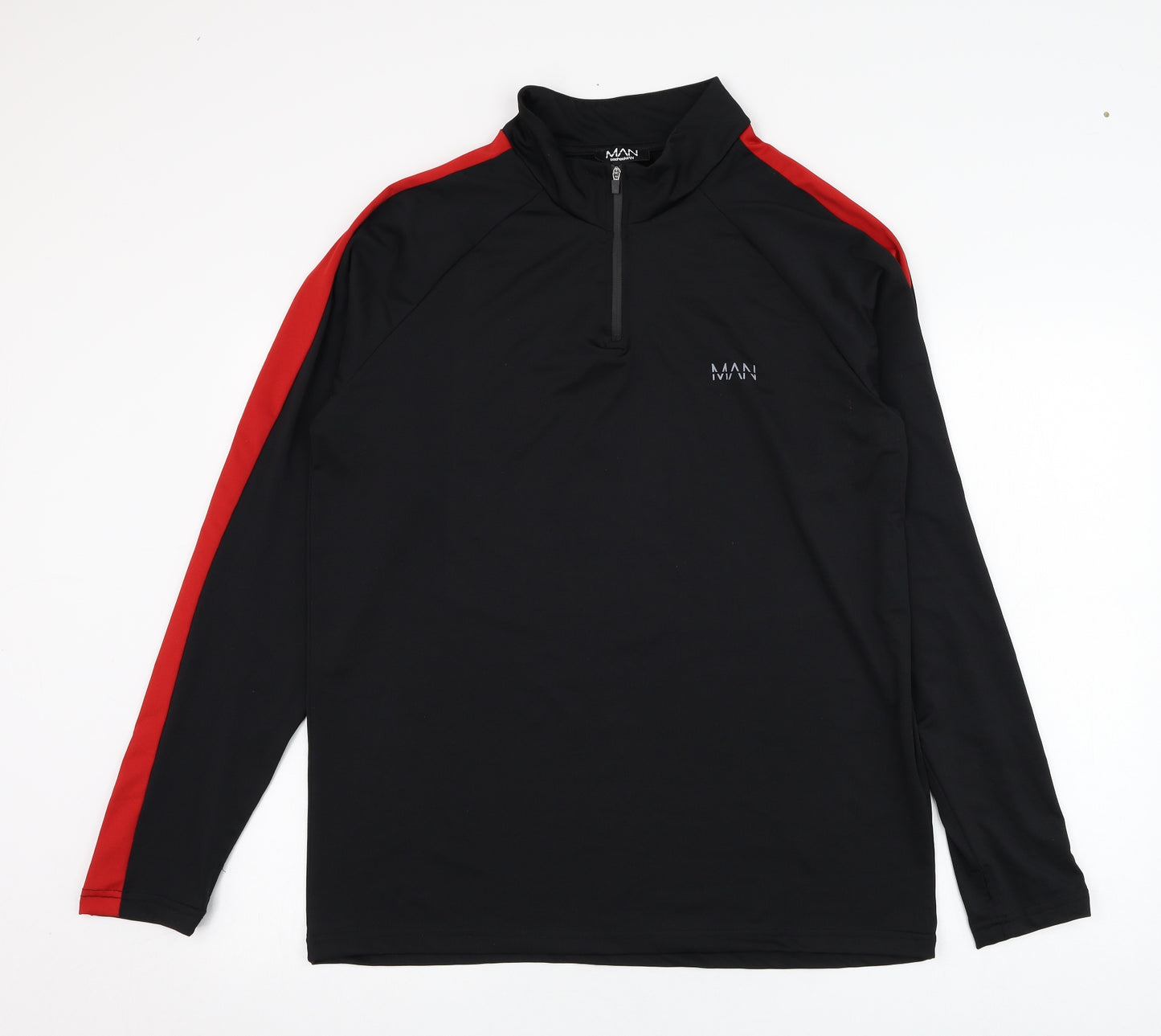 BoohooMAN Mens Black  Polyester Pullover Sweatshirt Size XL