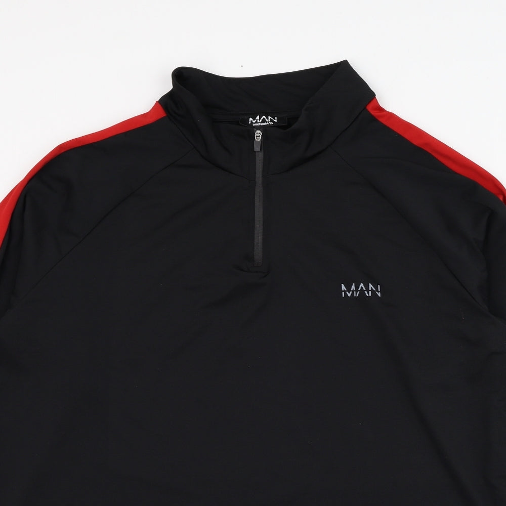 BoohooMAN Mens Black  Polyester Pullover Sweatshirt Size XL