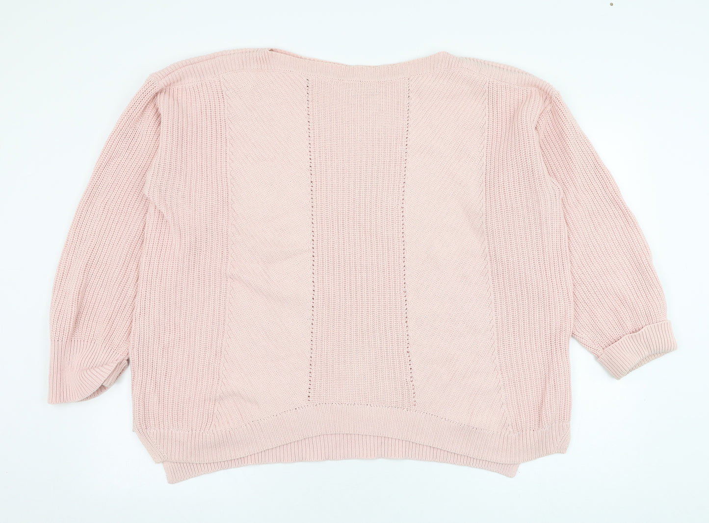 Marks and Spencer Womens Pink Round Neck  Cotton Pullover Jumper Size XL