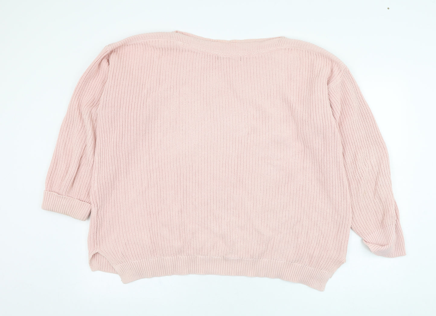 Marks and Spencer Womens Pink Round Neck  Cotton Pullover Jumper Size XL
