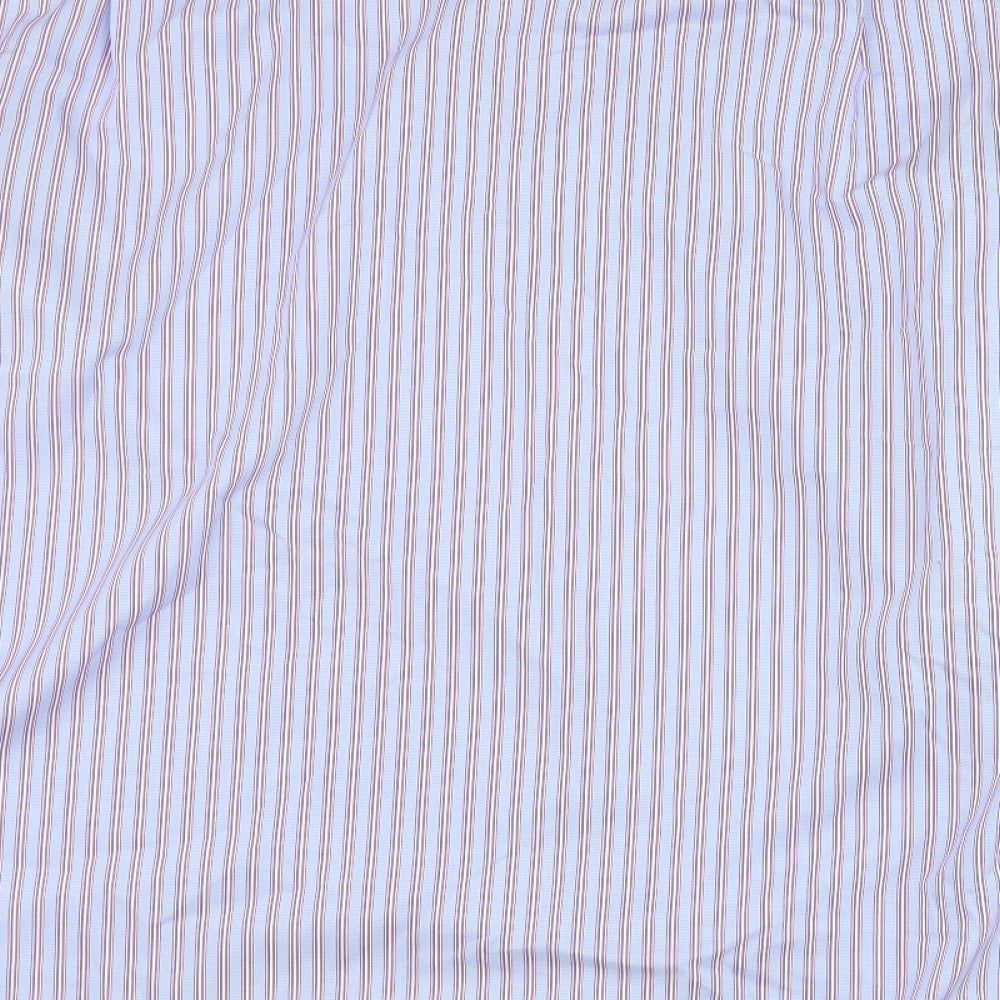 Marks and Spencer Mens Blue Striped Cotton  Dress Shirt Size 18.5 Collared Button