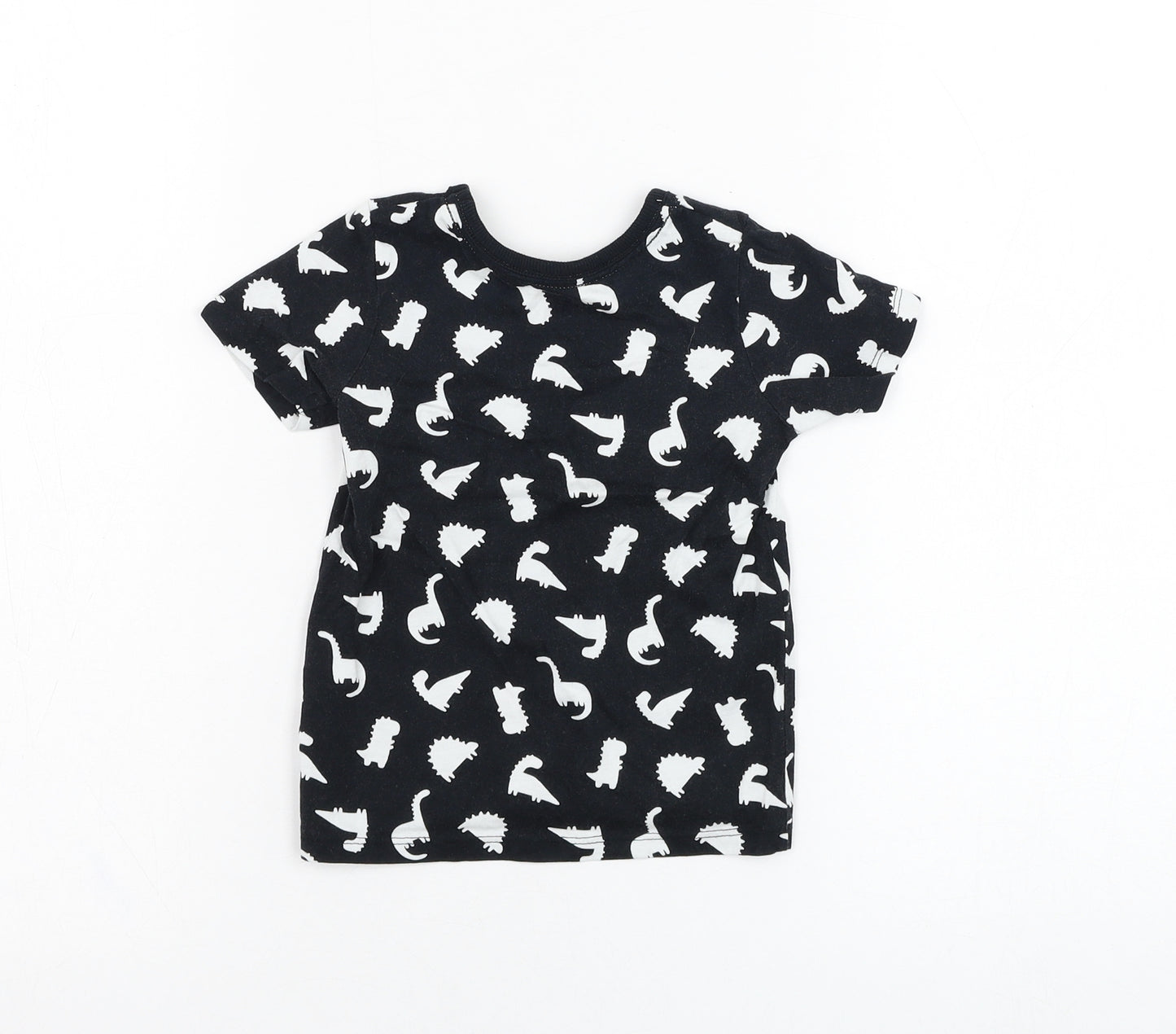 George Baby Black  Cotton Basic T-Shirt Size 12-18 Months Round Neck Pullover - Dinosaur