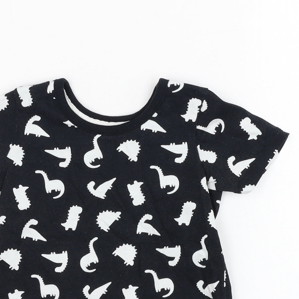 George Baby Black  Cotton Basic T-Shirt Size 12-18 Months Round Neck Pullover - Dinosaur