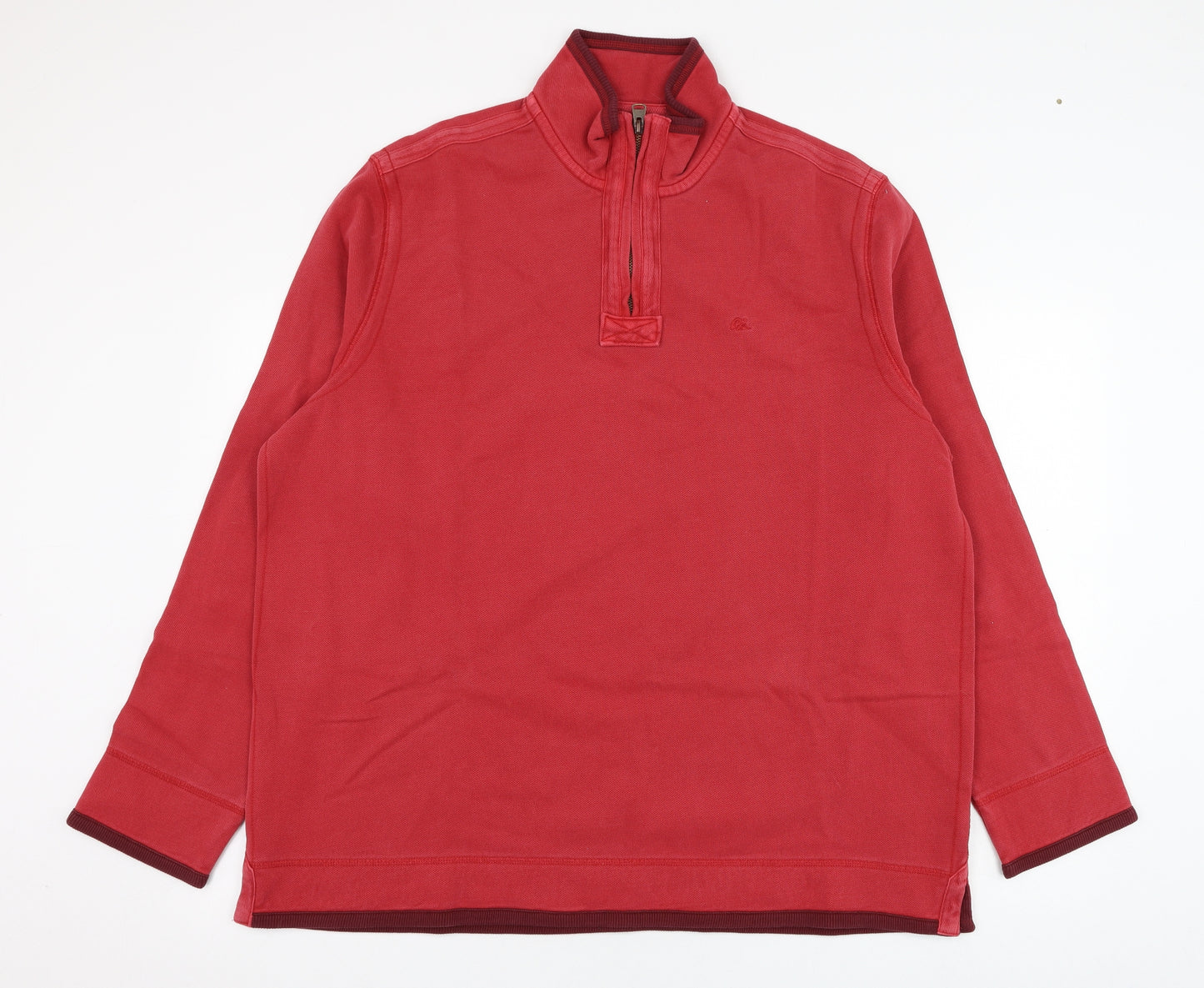 Marks and Spencer Mens Red  Cotton Henley Sweatshirt Size XL