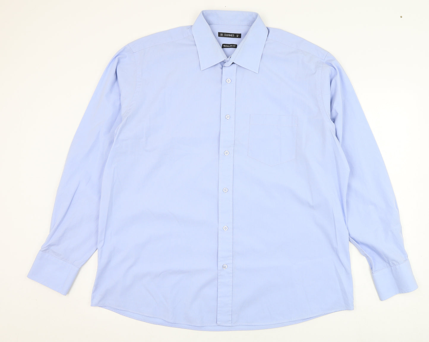 Dunnes Stores Mens Blue  Cotton  Dress Shirt Size 17.5 Collared Button
