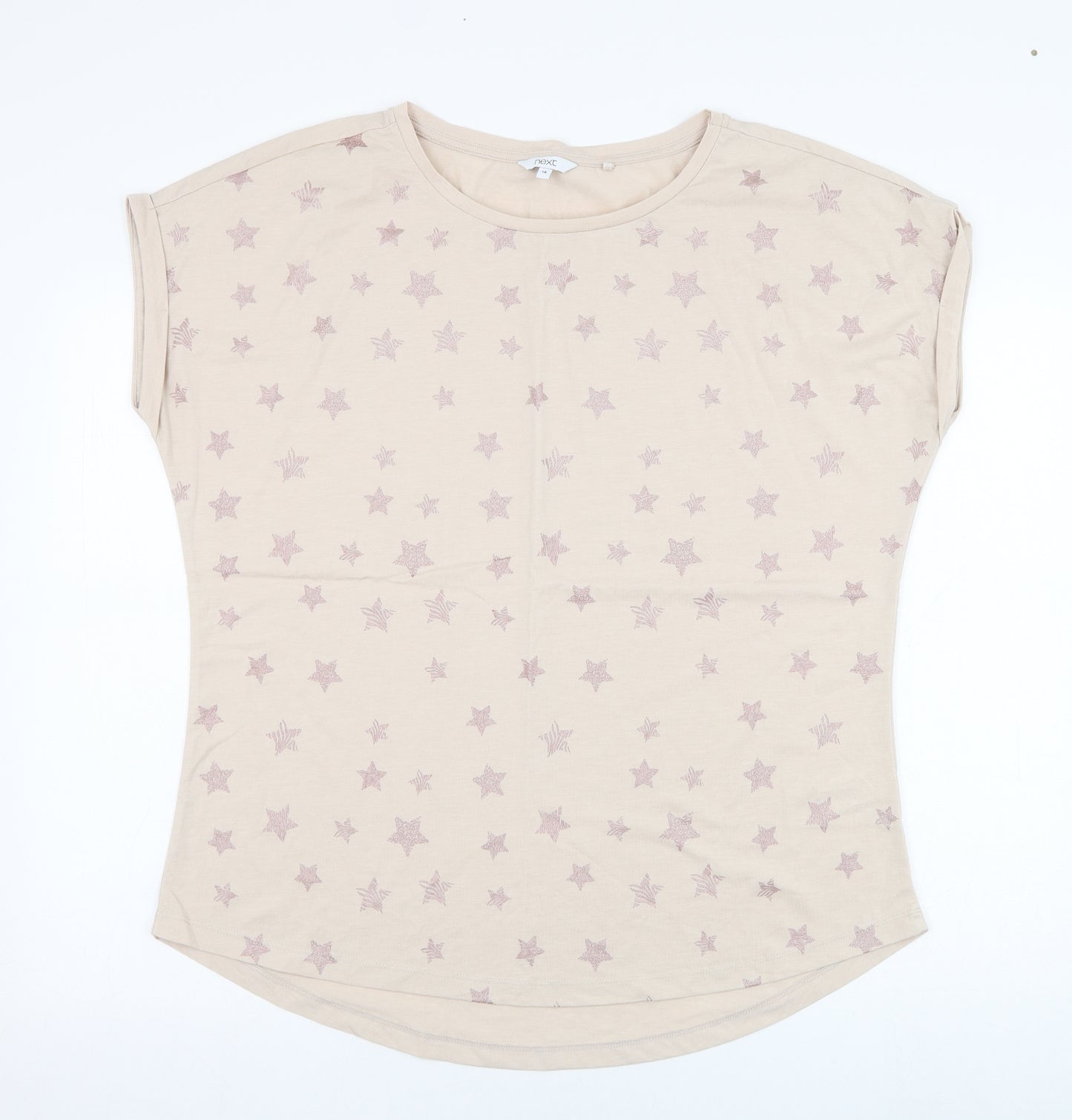 NEXT Womens Pink  Cotton Basic T-Shirt Size 16 Round Neck - Star