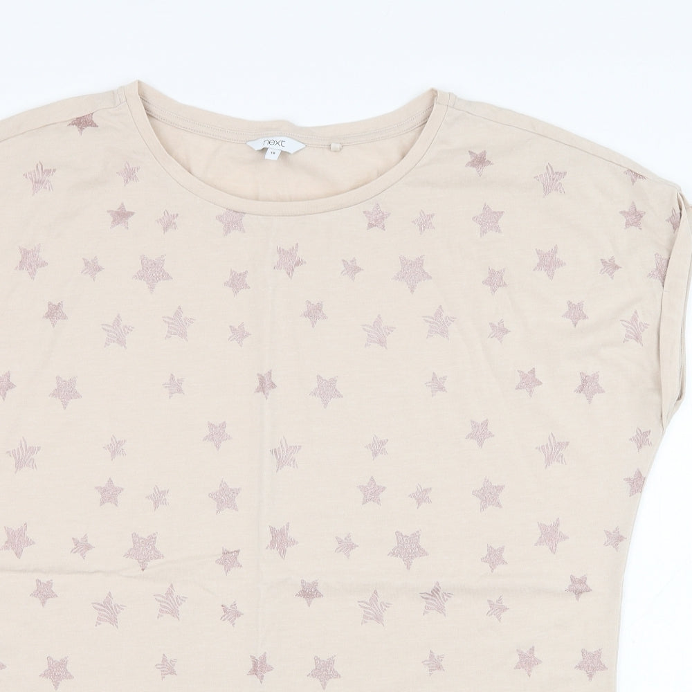 NEXT Womens Pink  Cotton Basic T-Shirt Size 16 Round Neck - Star