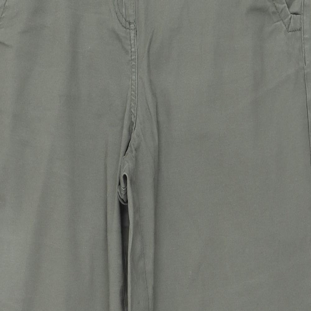 Debenhams Womens Green  Cotton Chino Trousers Size 12 L29 in Regular Zip