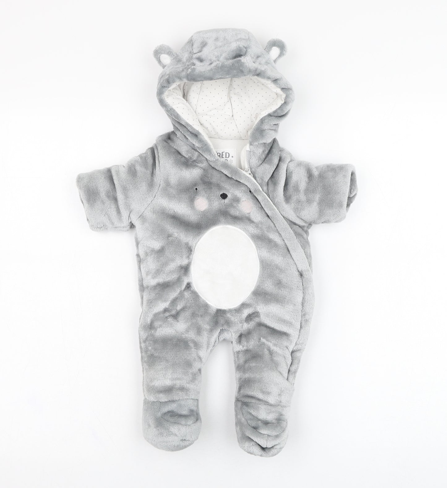 F&F Baby Grey  Polyester Babygrow One-Piece Size 0-3 Months  Zip - Bear