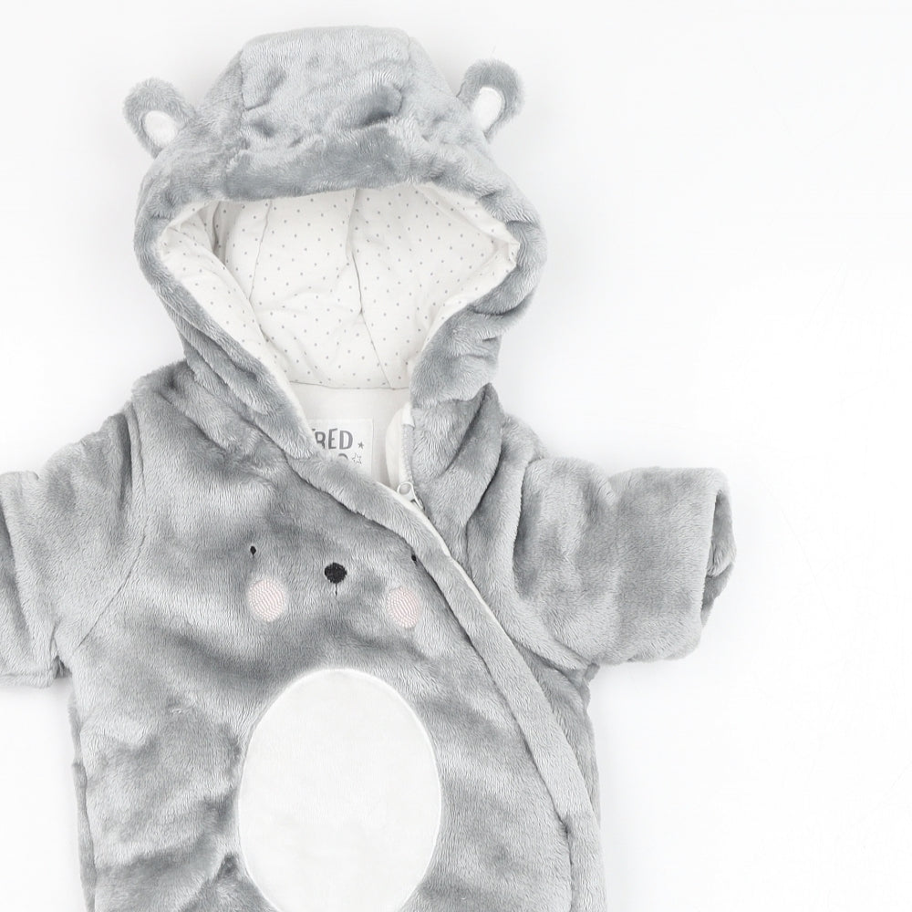 F&F Baby Grey  Polyester Babygrow One-Piece Size 0-3 Months  Zip - Bear