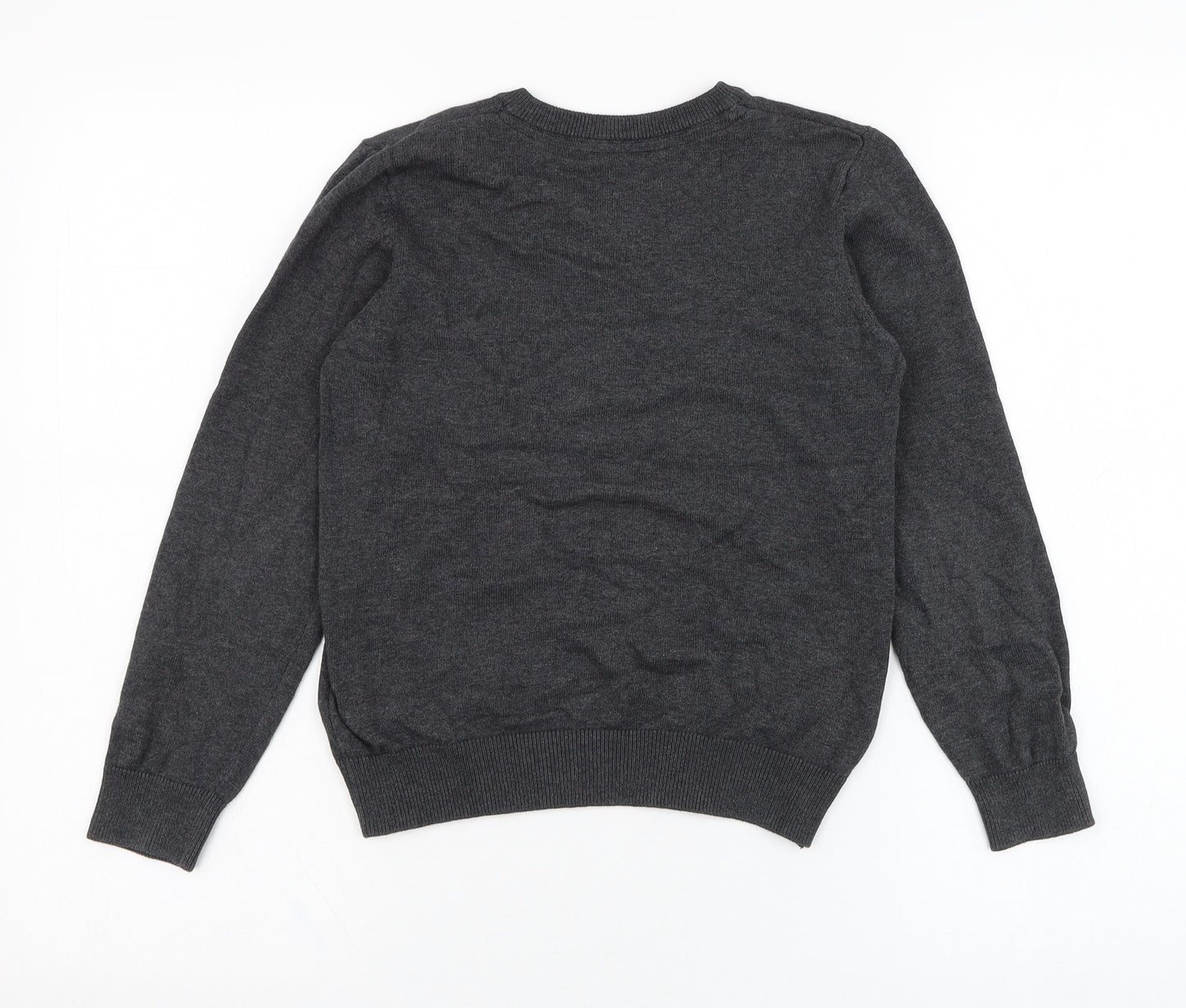 Marks and Spencer Boys Grey V-Neck  Cotton Pullover Jumper Size 8-9 Years  Pullover