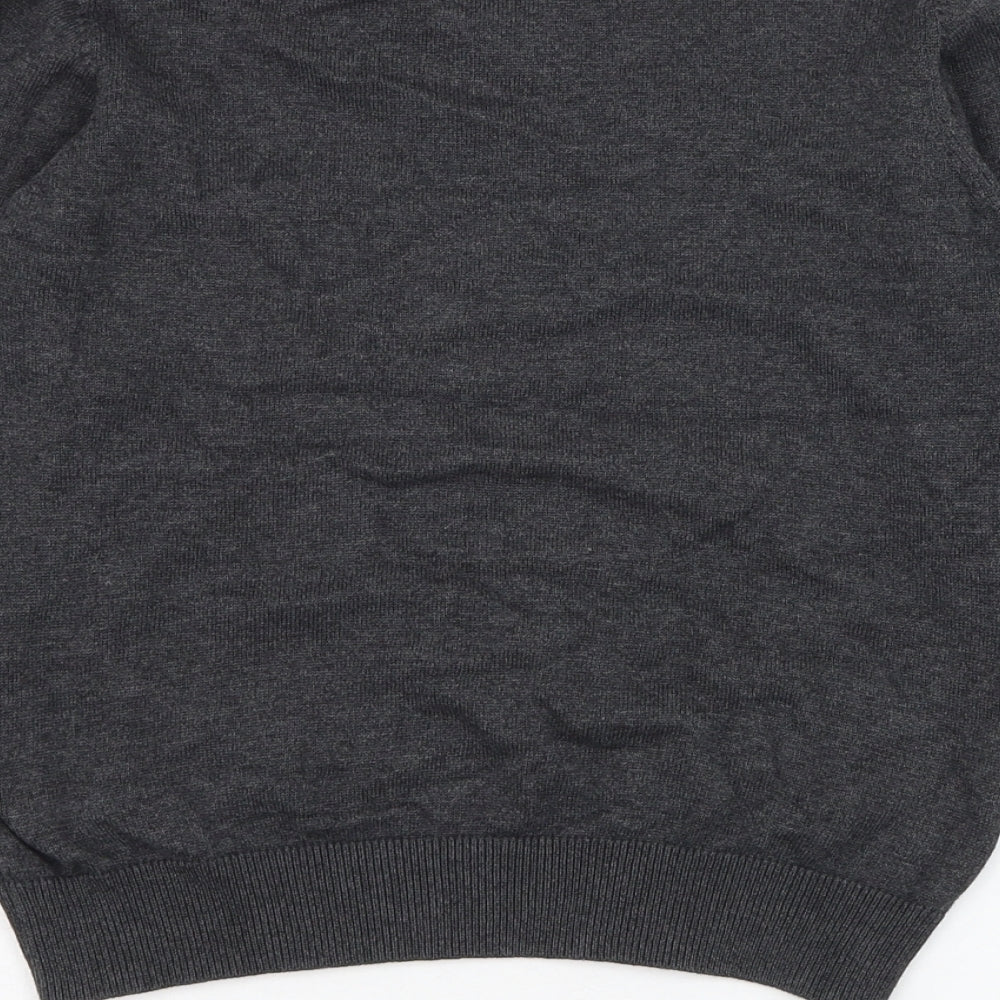 Marks and Spencer Boys Grey V-Neck  Cotton Pullover Jumper Size 8-9 Years  Pullover