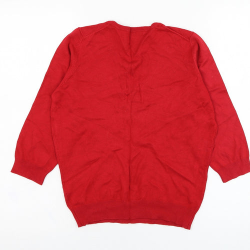 Marks and Spencer Womens Red V-Neck  Viscose Pullover Jumper Size 12