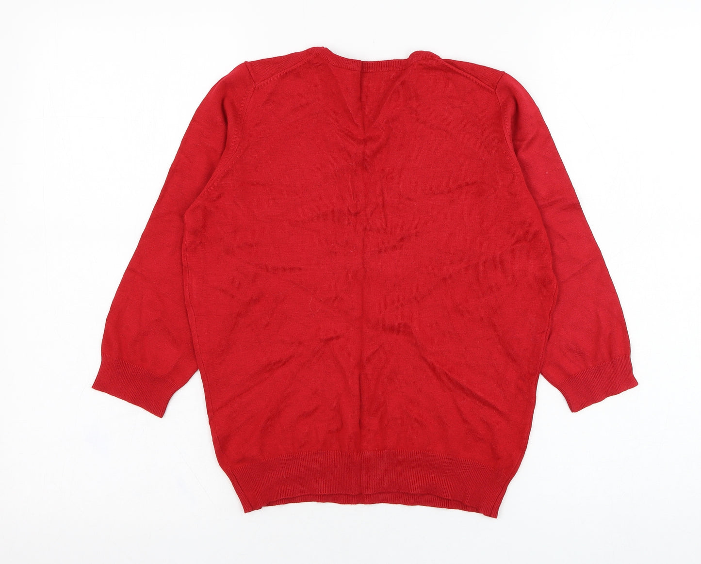 Marks and Spencer Womens Red V-Neck  Viscose Pullover Jumper Size 12