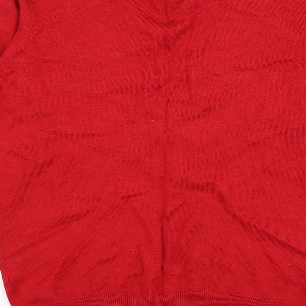 Marks and Spencer Womens Red V-Neck  Viscose Pullover Jumper Size 12