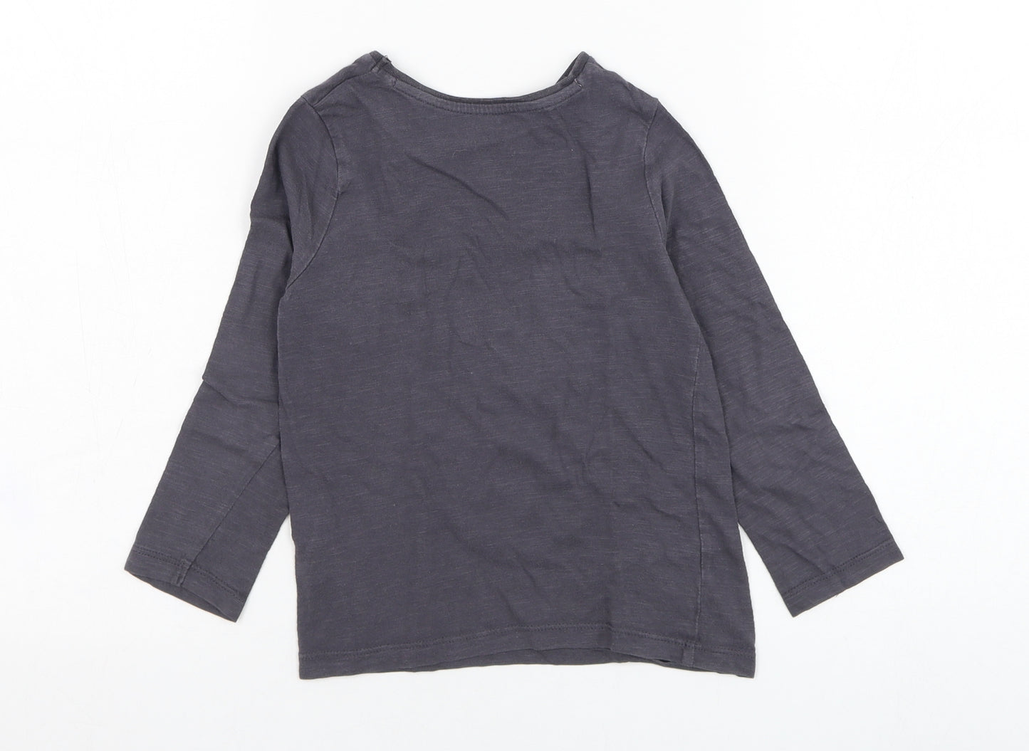 F&F Girls Grey  Cotton Basic T-Shirt Size 3-4 Years Round Neck Pullover - Bird