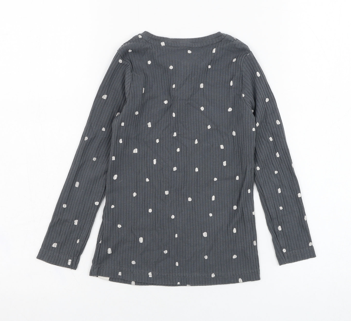 George Girls Grey Polka Dot Camel Basic T-Shirt Size 5-6 Years Round Neck Pullover