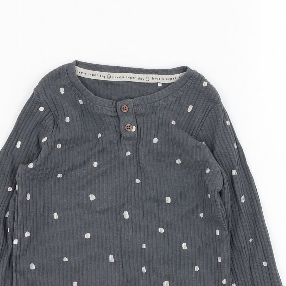 George Girls Grey Polka Dot Camel Basic T-Shirt Size 5-6 Years Round Neck Pullover