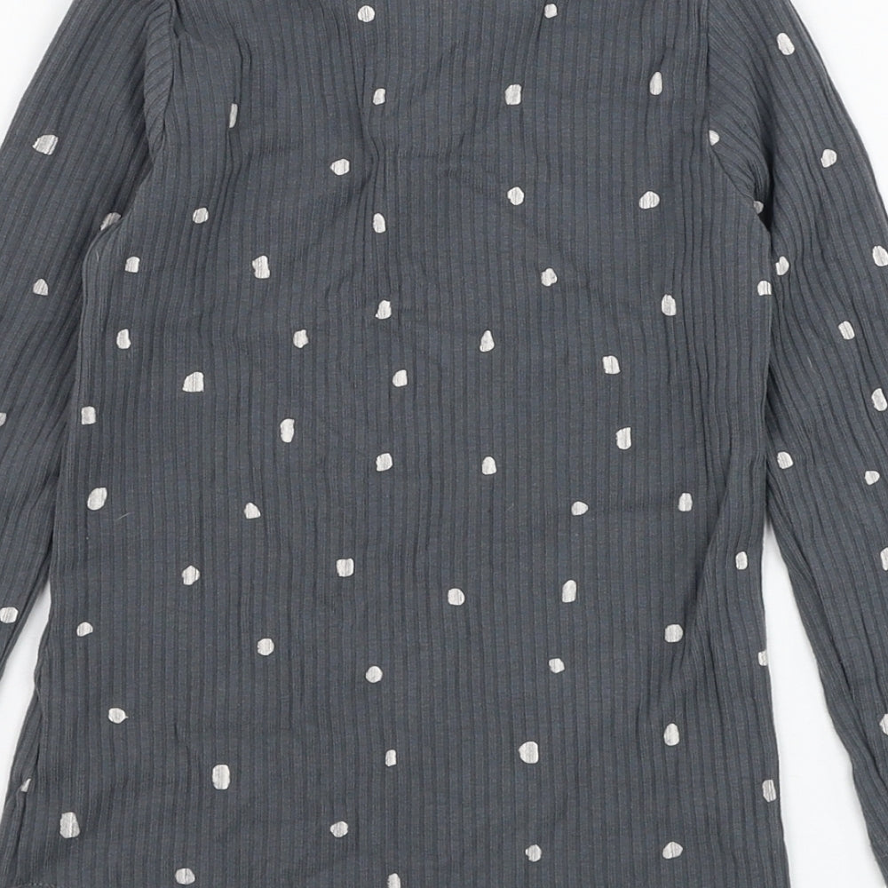 George Girls Grey Polka Dot Camel Basic T-Shirt Size 5-6 Years Round Neck Pullover