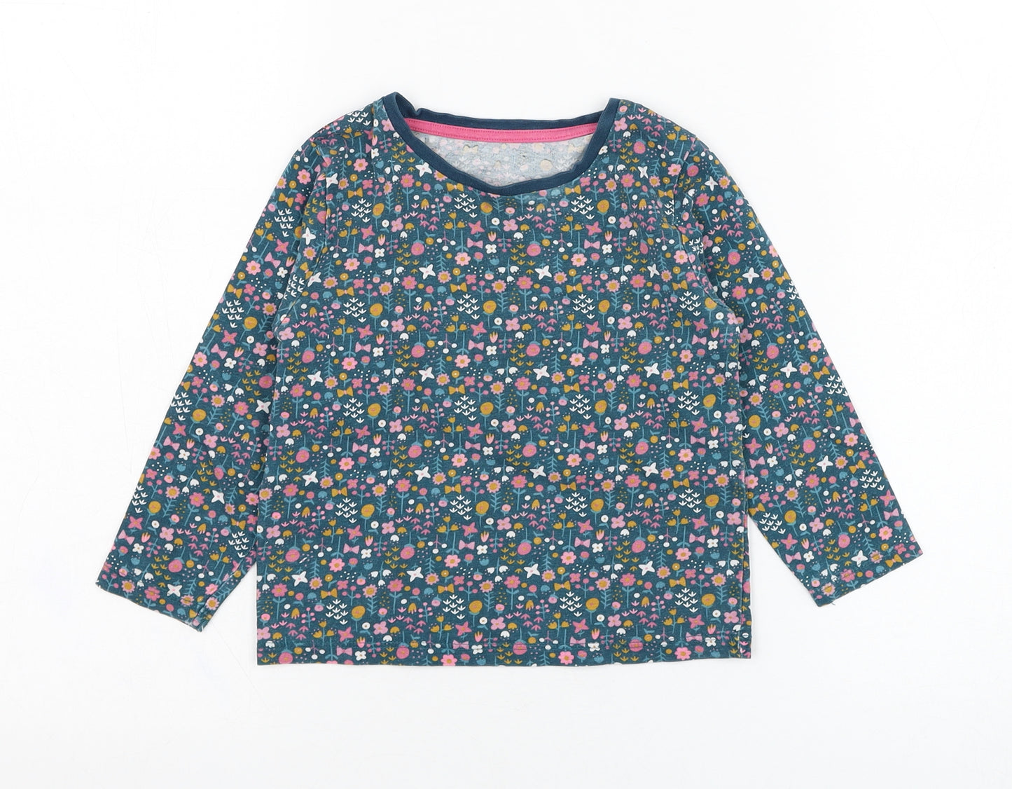 Matalan Girls Green  Cotton Basic T-Shirt Size 2-3 Years Round Neck Pullover