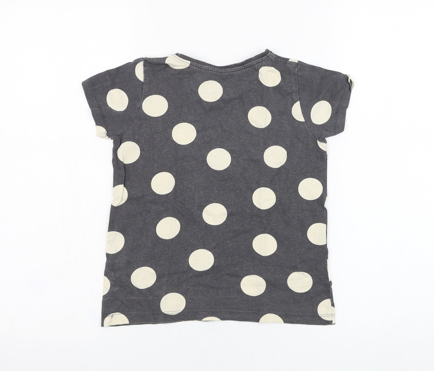 Primark Girls Grey Polka Dot Cotton Basic T-Shirt Size 7-8 Years Round Neck Pullover - Good Vibes
