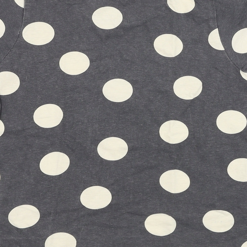 Primark Girls Grey Polka Dot Cotton Basic T-Shirt Size 7-8 Years Round Neck Pullover - Good Vibes