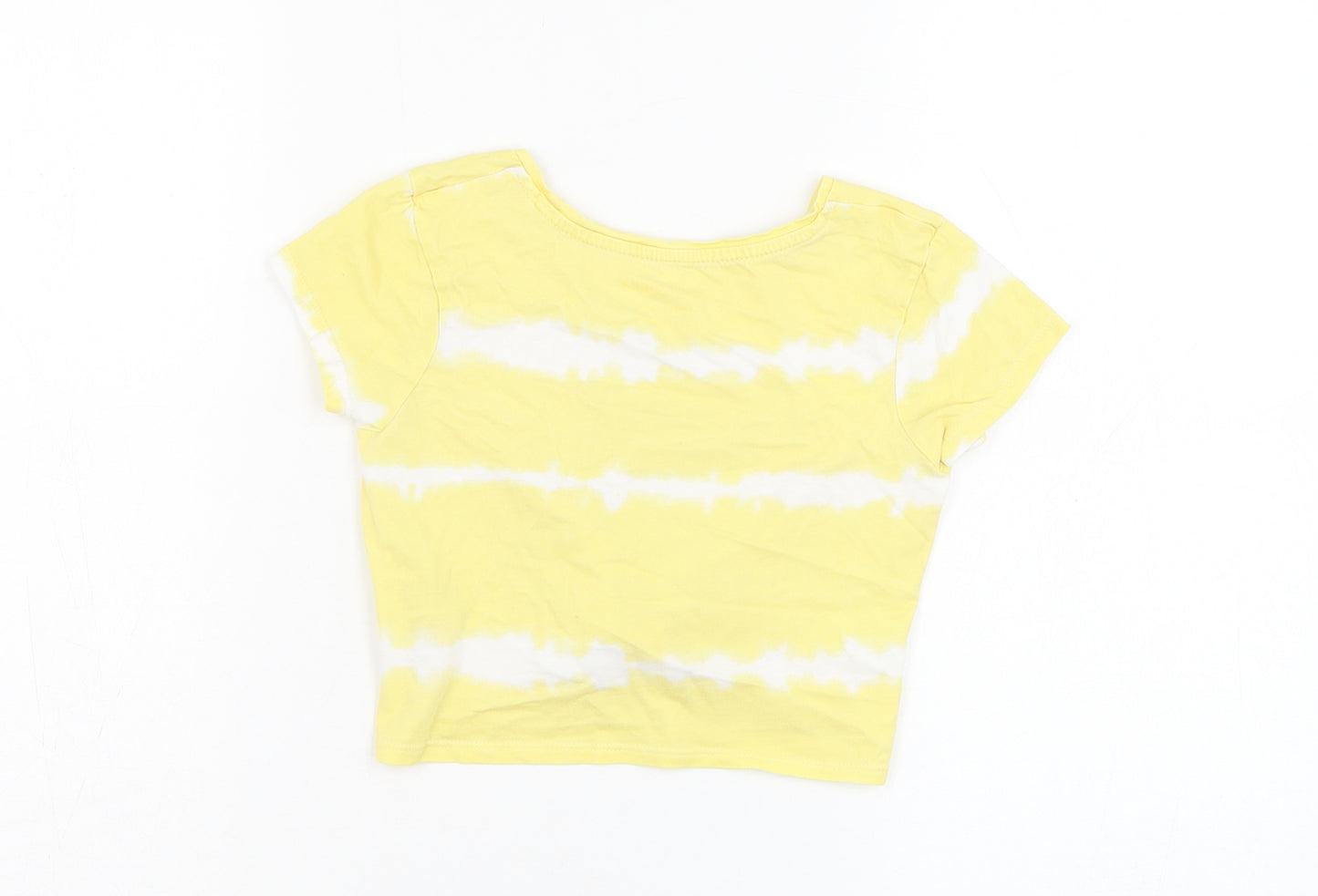 Primark Girls Yellow  Cotton Basic T-Shirt Size 5-6 Years Round Neck Pullover - Sun