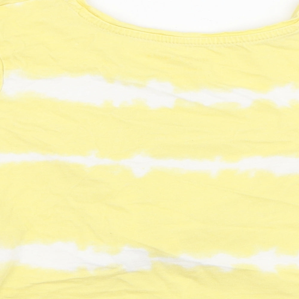 Primark Girls Yellow  Cotton Basic T-Shirt Size 5-6 Years Round Neck Pullover - Sun