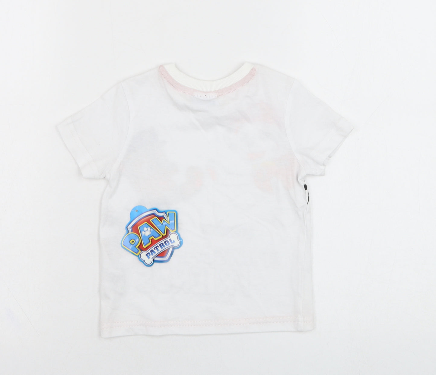 F&F Boys White  Cotton Basic T-Shirt Size 12-18 Months Round Neck Pullover - Paw Patrol