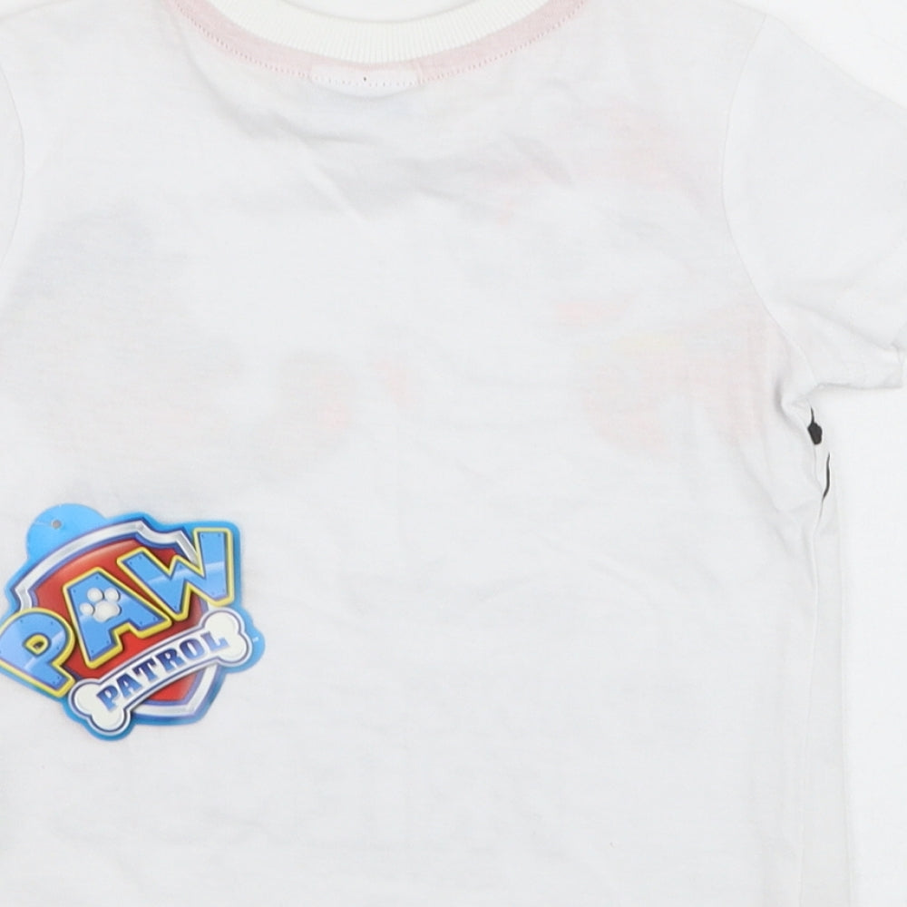 F&F Boys White  Cotton Basic T-Shirt Size 12-18 Months Round Neck Pullover - Paw Patrol
