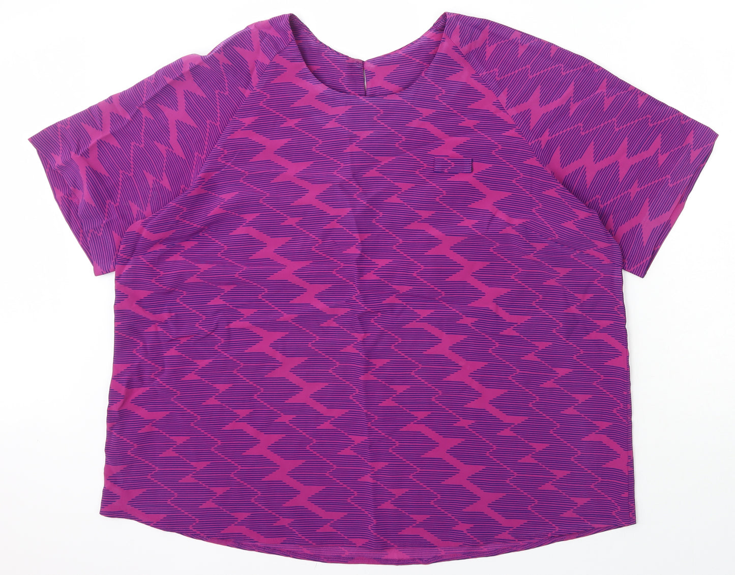 Preworn Womens Purple Herringbone Polyester Basic Blouse Size 22 Scoop Neck