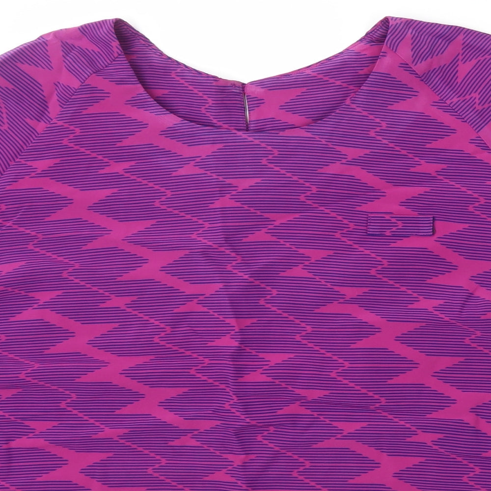 Preworn Womens Purple Herringbone Polyester Basic Blouse Size 22 Scoop Neck