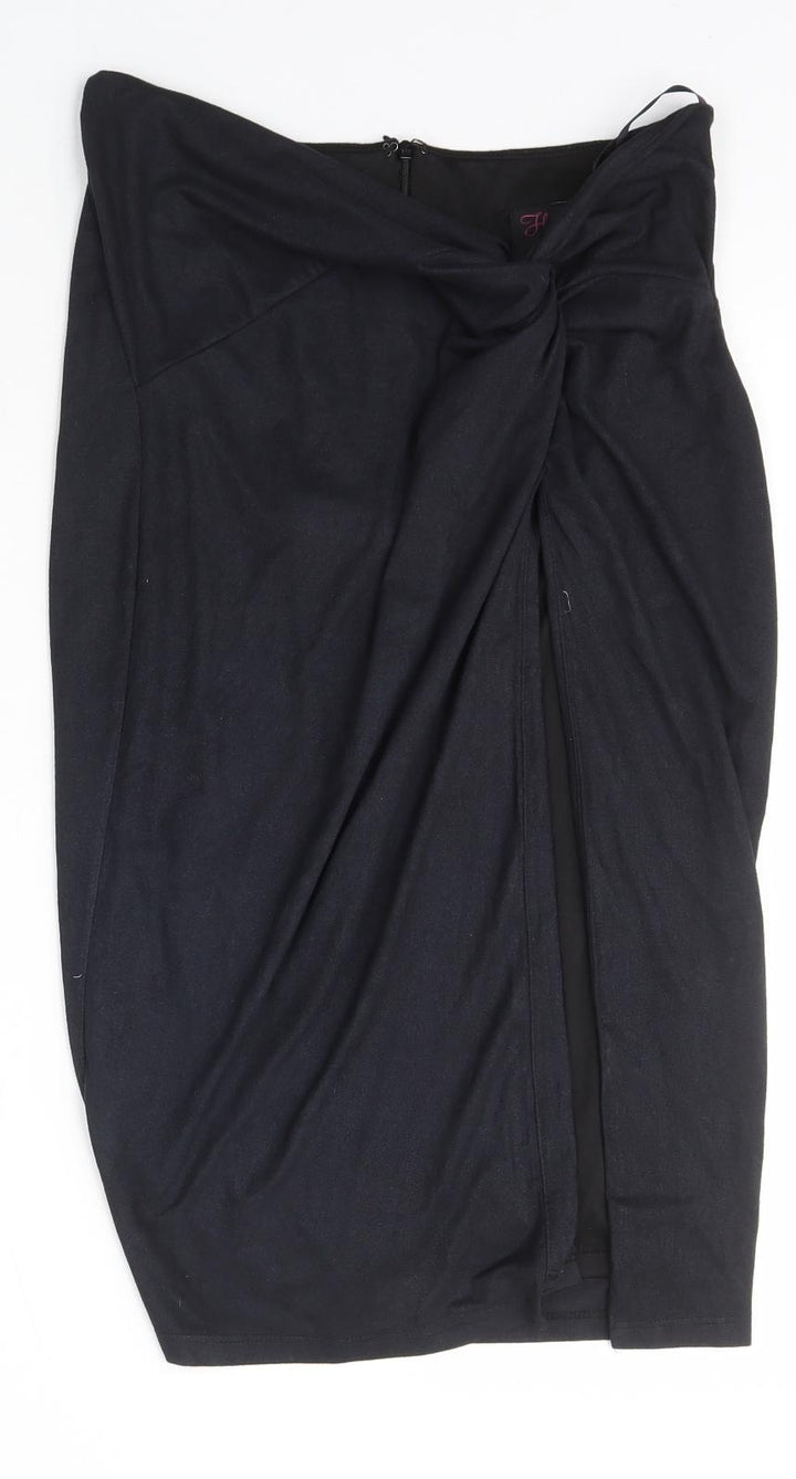 Hot Miami Styles Womens Black Polyester Tulip Skirt Size S Zip