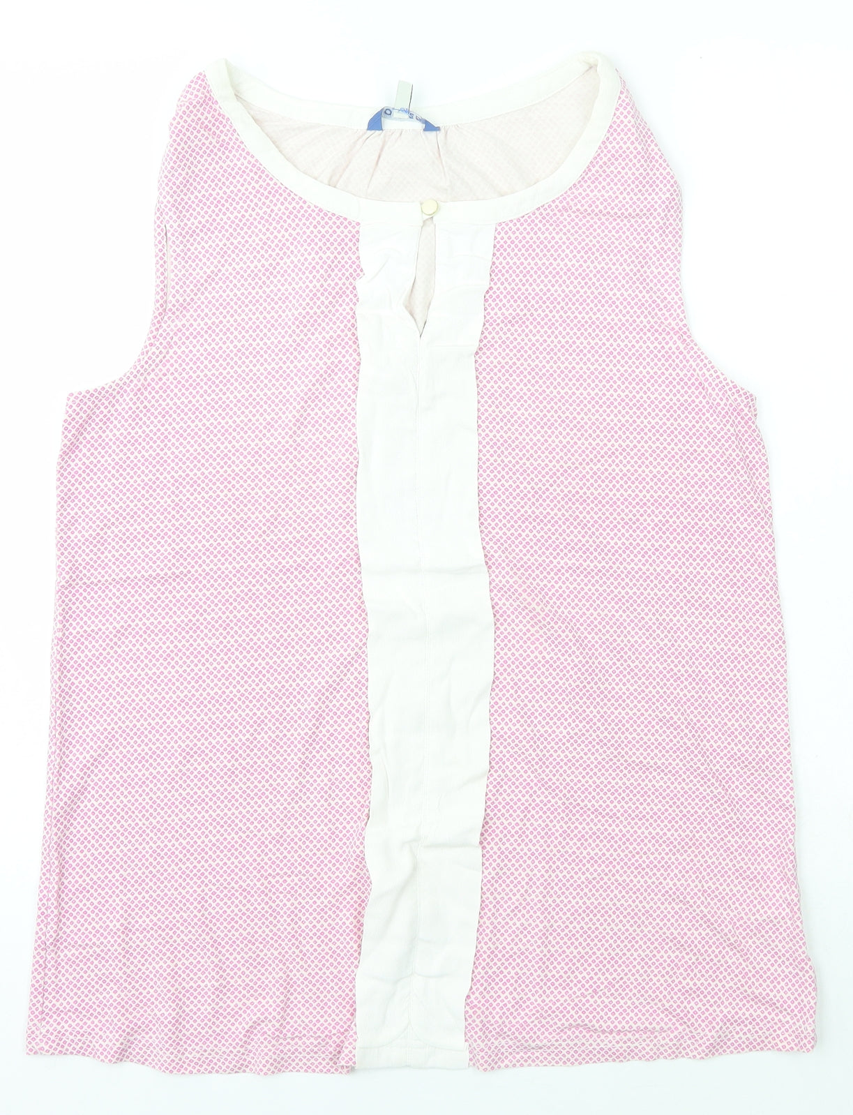 Joules Womens Pink Check Viscose Basic T-Shirt Size 14 Scoop Neck