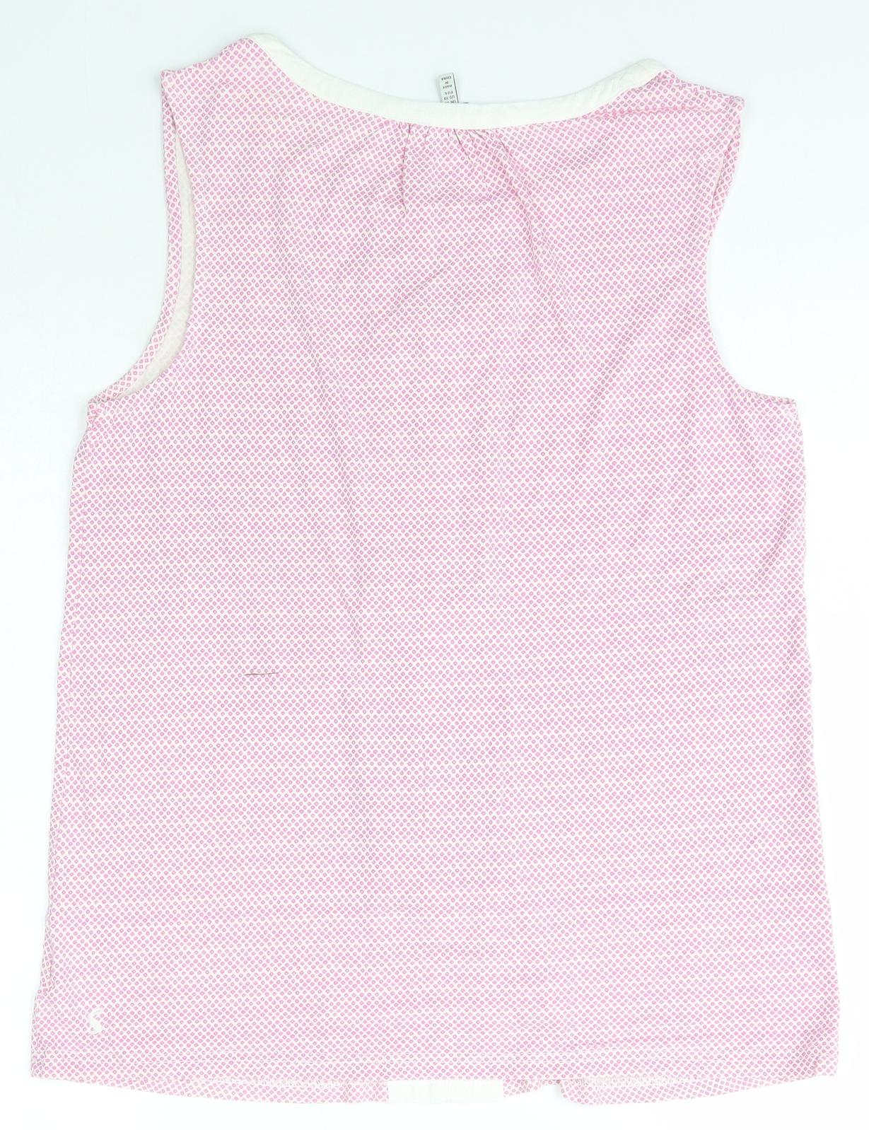 Joules Womens Pink Check Viscose Basic T-Shirt Size 14 Scoop Neck