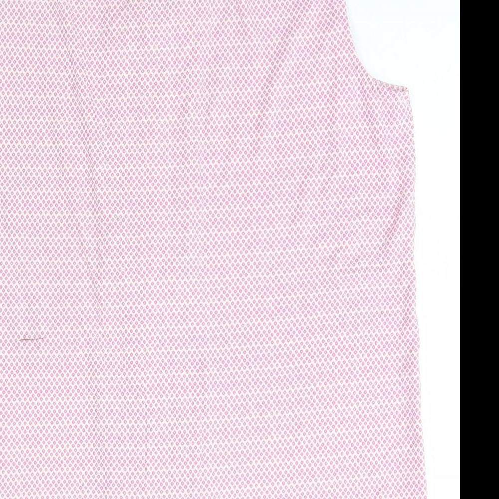 Joules Womens Pink Check Viscose Basic T-Shirt Size 14 Scoop Neck