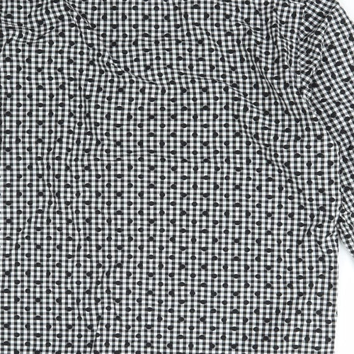 H&M Mens Black Check Cotton  Button-Up Size M Collared Button