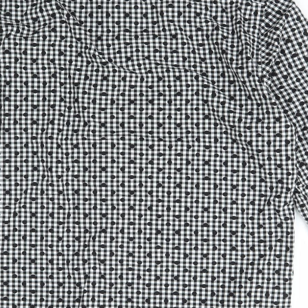 H&M Mens Black Check Cotton  Button-Up Size M Collared Button