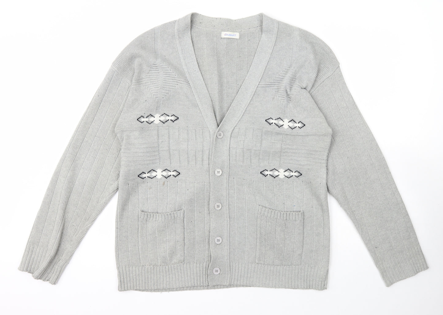 Damart Womens Grey V-Neck  Acrylic Cardigan Jumper Size L