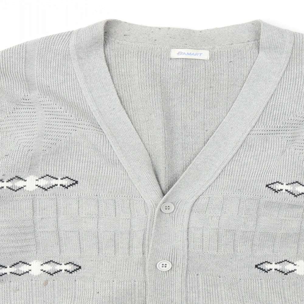 Damart Womens Grey V-Neck  Acrylic Cardigan Jumper Size L