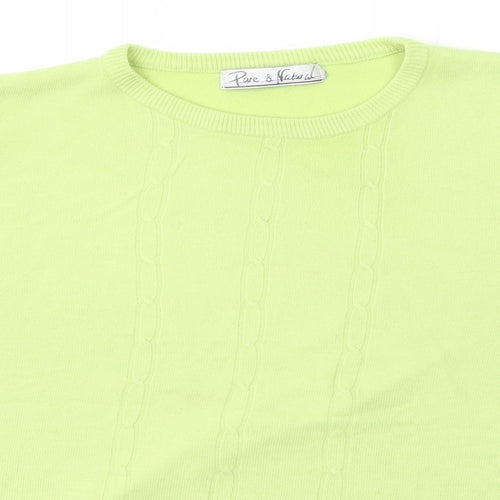 Pure & Natural Womens Green Scoop Neck  Acrylic Pullover Jumper Size M