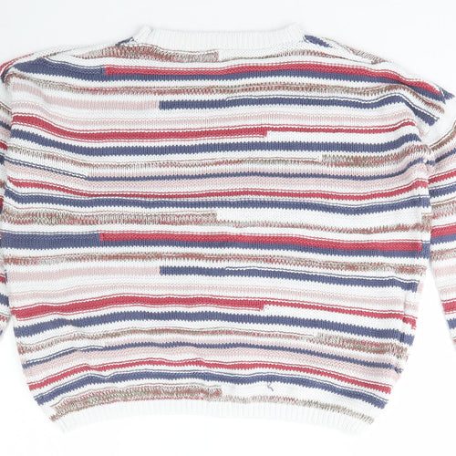 M&Co Womens Multicoloured Boat Neck Striped Cotton Pullover Jumper Size 10