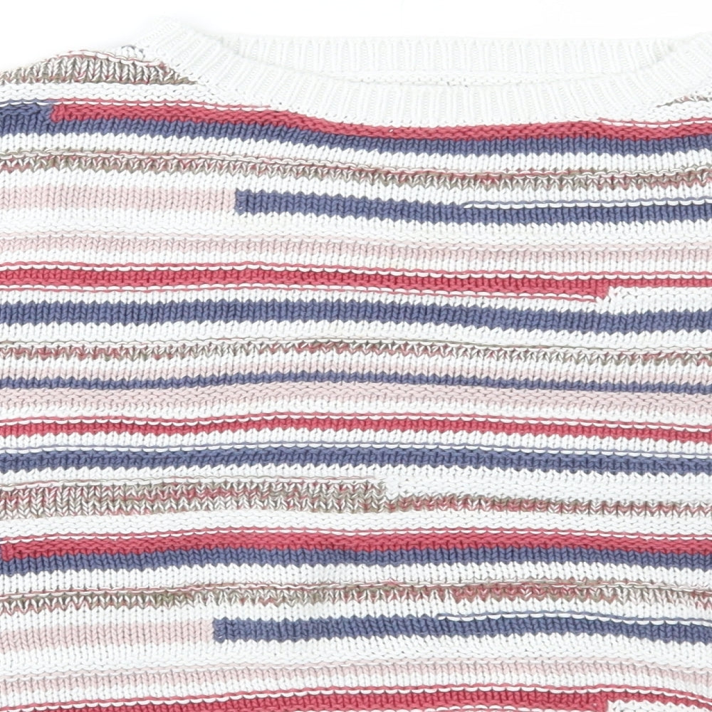M&Co Womens Multicoloured Boat Neck Striped Cotton Pullover Jumper Size 10