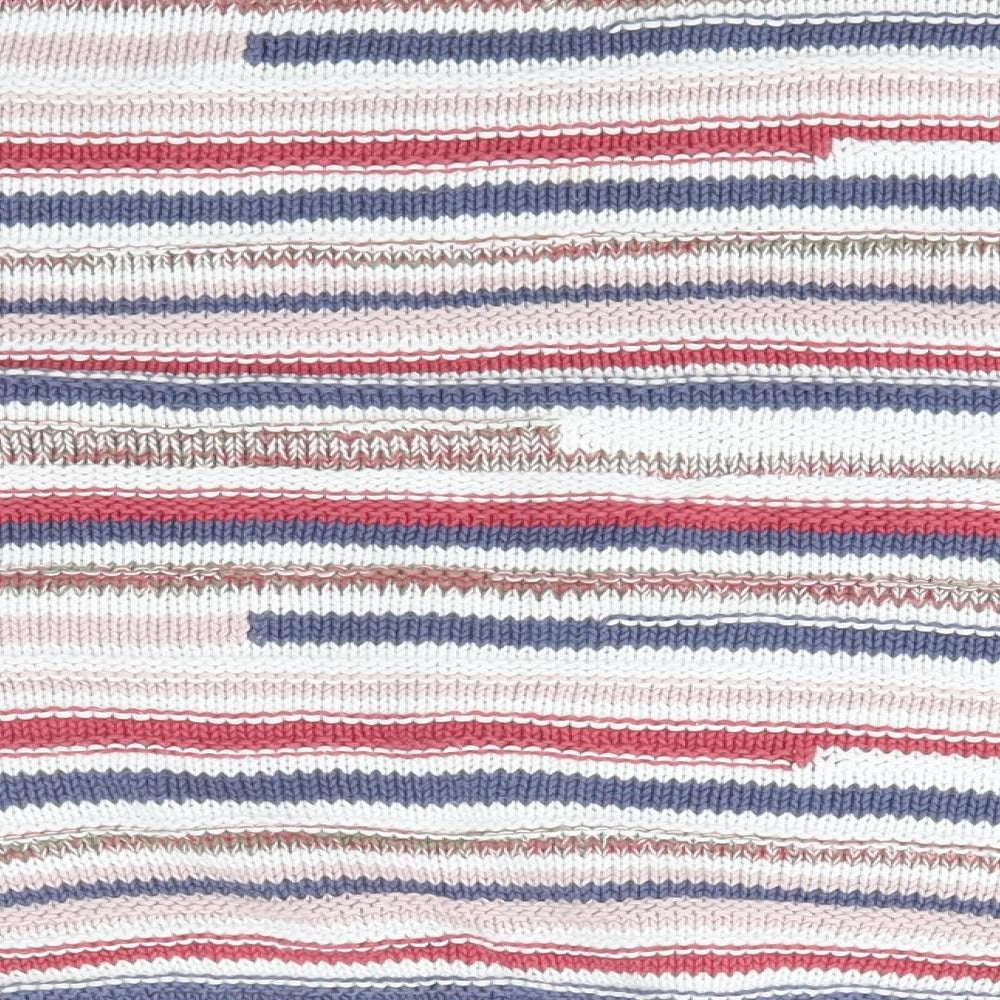 M&Co Womens Multicoloured Boat Neck Striped Cotton Pullover Jumper Size 10