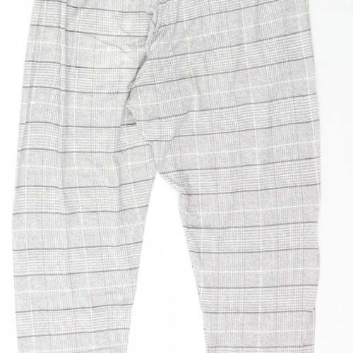 Boohoo Womens Grey Check Viscose Jegging Leggings Size 8 L24 in