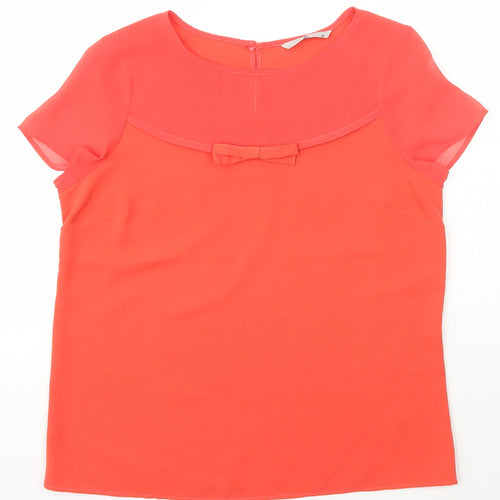 TU Womens Orange  Polyester Basic T-Shirt Size 10 Scoop Neck